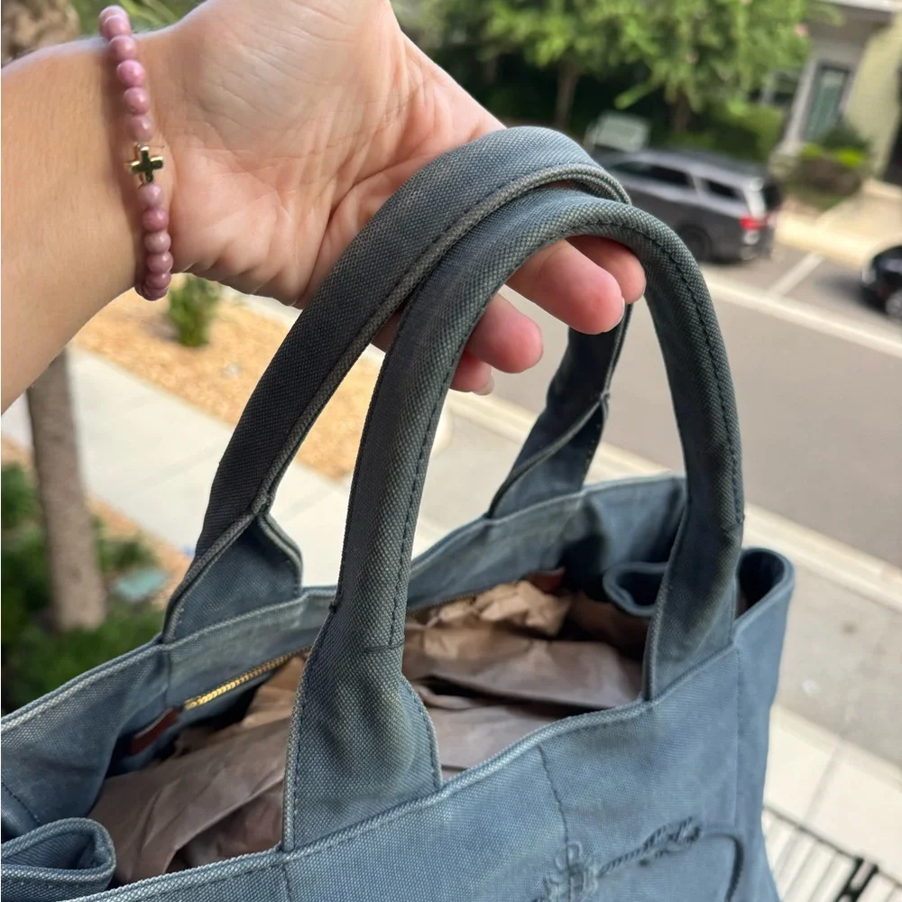 🛑 SOLD 🛑 Prada Blue Denim Canapa Tote Bag | Authentic Prada Logo Handbag COA - Picture 8 of 17